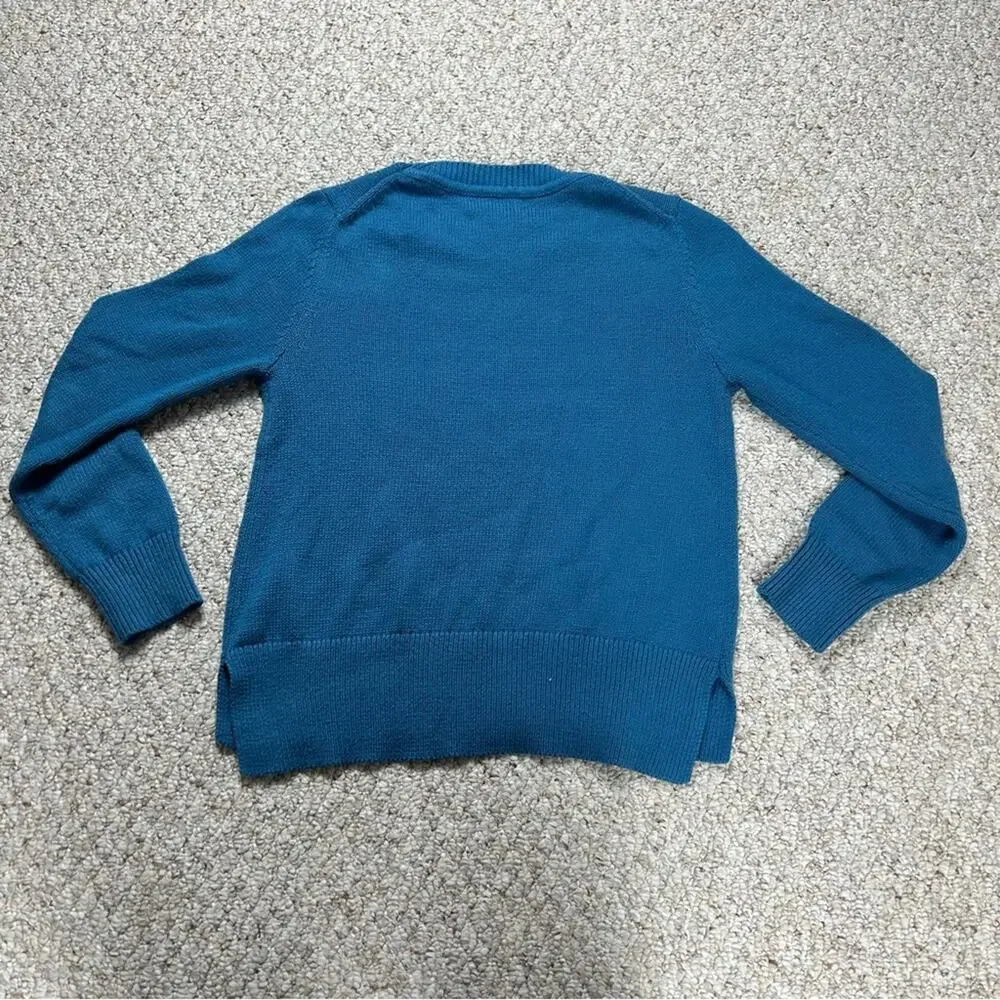 Banana Republic Crewneck Blue Sweater Mens Small Cotton Blend Split Hem